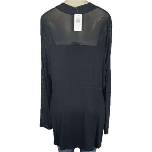 Torrid +4 Black Mock Neck Sheer Mesh Corset Stretch Seam Detail Long Sleeve Top - Picture 4 of 6